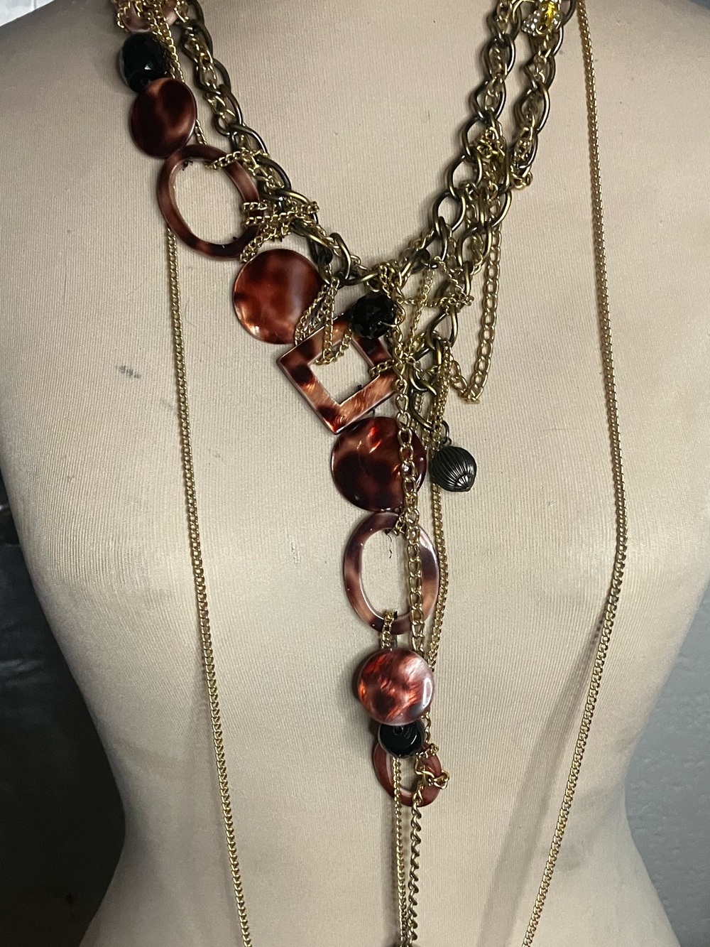 Must Love Chains Handmade Upcycled Chunky Statement Necklace - Picture 2 of 9